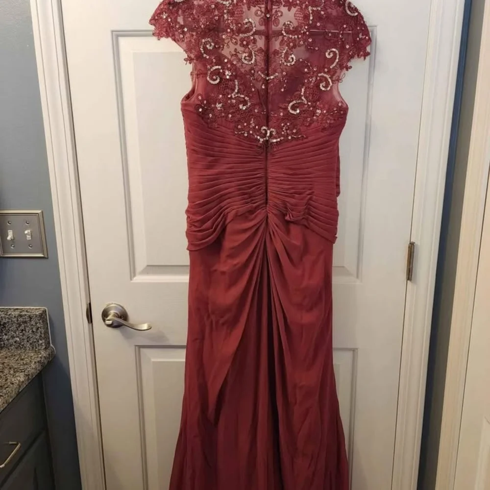 Azazie Raspberry Colored Ruched Embellished Gown - Picture 2 of 6